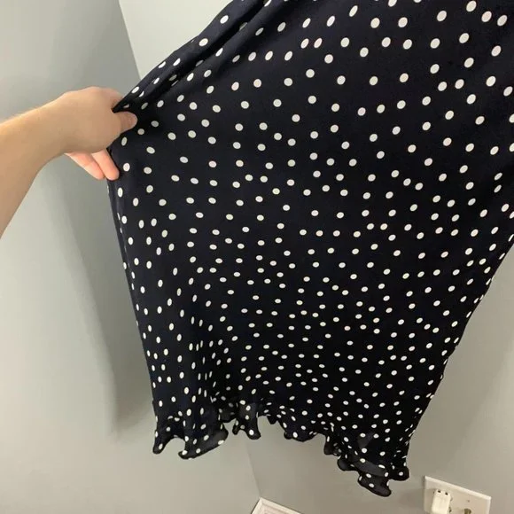 Talbots Polka Dot Sleeveless 100% Silk Midi Dress 10 Petites - Picture 3 of 12